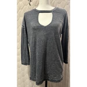 Lucky Brand Women’s Blouse Size Medium Grey With Mid Cut Out At Chest